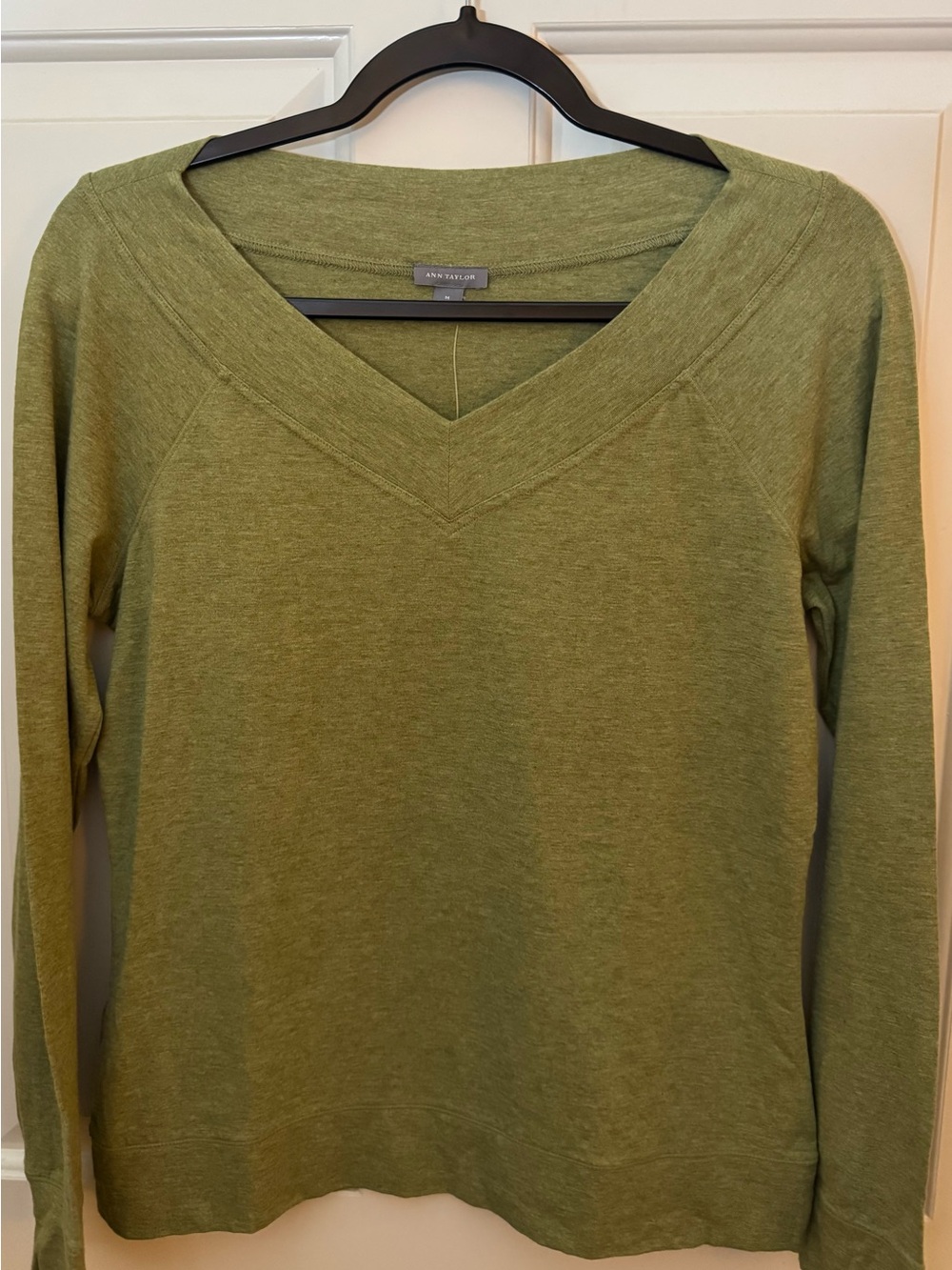 Ann Taylor Top V-Neck Long Sleeve Green Top Size Medium **NWT**